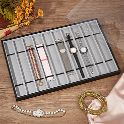 10 Grids Rectangle PU Leather Watch Straps Necklace Bracelet Display Tray&nbsp;ODIS-NB0001-38A
