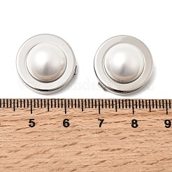 シーグレース真鍮製カフスボタン  ABSの模造パールと  フラットラウンド  カドミウムフリー＆ニッケルフリー＆鉛フリー  長持ちメッキ  プラチナメッキ  17.5x10mm  穴：5mm&nbsp;XGR0089P-169P