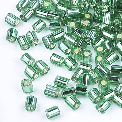 FGBグレードAガラスシードビーズ  六角形（ツーカット）  銀並ぶ  シーグリーン  1.5~2.5x1.5~2mm  穴：0.8mm  約2100個/袋  450 G /袋&nbsp;SEED-S022-04A-18