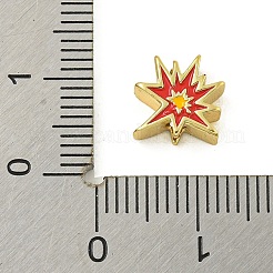 メッキ真鍮エナメルビーズラック  鉛フリー＆カドミウムフリー  18KGP本金メッキ  スター  8.5x9x4mm  穴：1.8mm&nbsp;KK-U029-22G-09