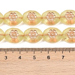 チェコ産プレスガラスビーズ  花とオーバル  艶消し  モカシン  14x11.5x5mm  穴：0.8mm  約60個/袋&nbsp;GLAA-I061-45