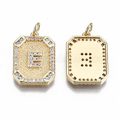 Brass Micro Pave Clear Cubic Zirconia Pendants&nbsp;KK-S356-234E-G-NF
