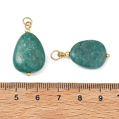 天然石アマゾナイトペンダント  304ステンレススチールの丸カン付きティアドロップチャーム  ゴールドカラー  24~28x13~15x4~7mm  穴：3mm&nbsp;PALLOY-JF05881-01