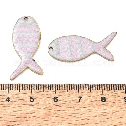 304ステンレススチール、エナメルペンダント  魚のチャーム  イオンプレーティング（ip）  18KGP本金メッキ  ピンク  29x13x2mm  穴：1.5mm&nbsp;SA-CBAF3AB-09G-01