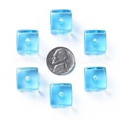 透明なアクリルビーズ  正方形  ディープスカイブルー  16.5x16x16mm  穴：3mm  約116個/500g&nbsp;MACR-S374-14-B01