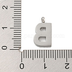304ステンレススチールチャーム  手作り彫刻フィギュア  フルポリッシュ  ステンレス鋼色  文字B  14x8.5x2mm  穴：1.8mm&nbsp;STAS-G345-01P-B