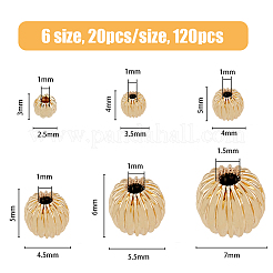 120スタイル真鍮溝ビーズ6個  ラウンド  ミックスカラー  3~7x2.5~5.5mm  穴：1~1.6mm  20個/スタイル&nbsp;KK-HY0002-98