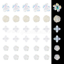 DIYジュエリー作りのパーツキット  アクリルビーズとビーズキャップを含む  ABカラー  花  クリアAB  11.5~20.5x11.5~24x5.5~16.5mm  穴：1.5~2.5mm  70個/セット&nbsp;DIY-TA0014-48
