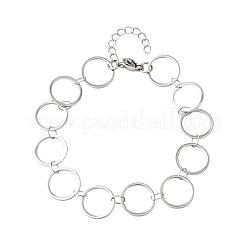 304 Stainless Steel Ring Link Chain Bracelets&nbsp;BJEW-P373-02D-P