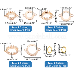 12Pcs 6 Style Flat Round Open Back Beze Brass Links Connectors Settings&nbsp;FIND-PH0004-77