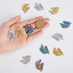 12Pcs 3 Colors 304 Stainless Steel Pendants&nbsp;STAS-DC0013-37