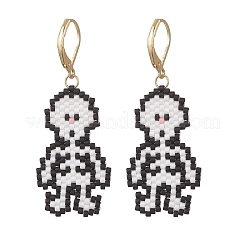 MIYUKI Delica Beads Beaded Skeleton Leverback Earrings&nbsp;EJEW-MZ00580