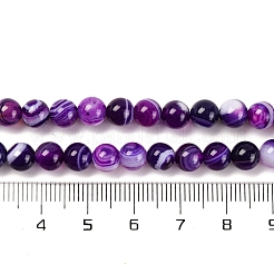 天然石縞瑪瑙/バンデットアゲートビーズ連売り  染め  ラウンド  インディゴ  6mm  穴：1.2mm  約61~62個/連  14.37~14.76''（36.5~37.5センチメートル）&nbsp;G-H037-A02-03