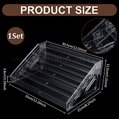 ミニカード用5段PAプラスチックディスプレイライザースタンド  透明  31x21x13.5cm&nbsp;DJEW-WH0028-002B