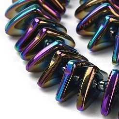 電気メッキガラスビーズセット  三角形  インディゴ  9x15.5~16x2.8~3mm  穴：1mm  約119~131個/連  24.21''~24.41''（61.5~62センチメートル）&nbsp;GLAA-K061-04A-FB02