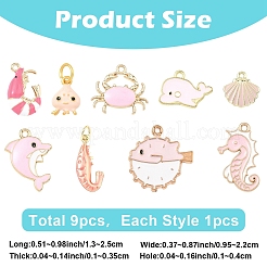9Pcs 9 Styles Alloy Enamel Pendants&nbsp;ENAM-YW0008-11