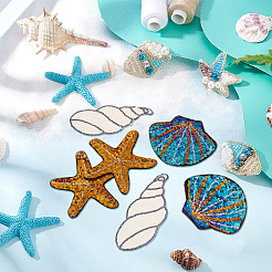 6Pcs 3 Style Beach Theme Glitter Cloth Patches&nbsp;PATC-FG0001-18