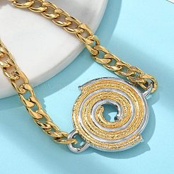 304ステンレススチールキューバリンクチェーンブレスレット女性用  渦  ゴールデン·ステンレス鋼色  6-7/8インチ（17.4cm）&nbsp;STAS-Z117-08GP