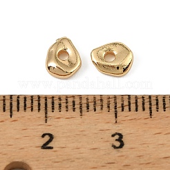 真鍮ビーズ  ナゲット  18KGP本金メッキ  6.5x5.5x1.5mm  穴：1.5mm&nbsp;KK-D106-05G