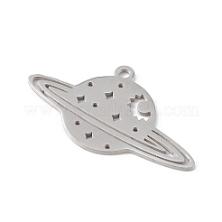 変色しない201ステンレススチールペンダント  惑星のチャーム  ステンレス鋼色  17x31x1mm  穴：1.6mm&nbsp;STAS-K250-04P