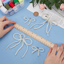2 Pairs 2 Styles Bowknot Plastic Imitation Pearl Shoe Charms&nbsp;DIY-FG0006-80