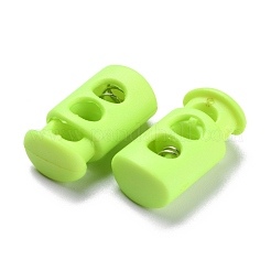プラスチックスプリングコードロックストッパーシリンダー  鉄パーツ  2穴  プラチナ  緑黄  23.5x12x8.5mm  穴：6x3.5mm&nbsp;FIND-I013-A04