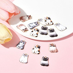 14個5スタイルアロイエナメルペンダント  カドミウムフリー＆ニッケルフリー＆鉛フリー  猫  ミックスカラー  25x16x3mm  穴：1.8mm&nbsp;ENAM-FS0001-95