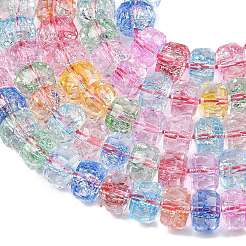 透明クラックガラスビーズ  ロンデル  多面カット  ミックスカラー  9.5x6.5mm  穴：1.2mm  約56個/連  14.76''（37.5センチメートル）&nbsp;EGLA-F167-01