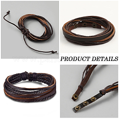 1Pc Cowhide Leather Cord Multi-strand Bracelets&nbsp;BJEW-CL0001-48A