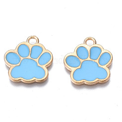 合金エナメルチャーム  カドミウムフリー＆鉛フリー  犬の足跡  ディープスカイブルー  17.5x16x1.5mm  穴：2mm&nbsp;ENAM-T016-22LG-E-RS