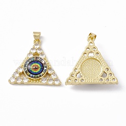 Rack Plating Brass Micro Pave Clear Cubic Zirconia Pendants&nbsp;ZIRC-C041-35G