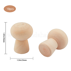 木製のキノコの子供のおもちゃ  DIYアクセサリー  バリーウッド  34x46mm  10個/セット&nbsp;WOOD-WH0108-58