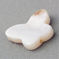 天然石シーシェルビーズ  蝶  乳白色  10~12x12.5~15x2~3mm  穴：0.8~0.9mm&nbsp;SSHEL-Q296-30