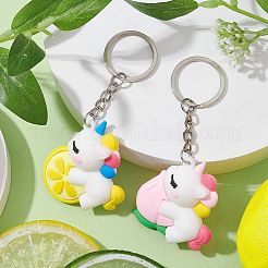 2Pcs 2 Styles Cartoon Unicorn PVC Plastic Keychain&nbsp;KEYC-JKC00675