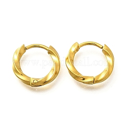 女性用304ステンレスフープピアス  イオンプレーティング（ip）  ツイストリング  14KGP本金メッキ  13x2.5mm&nbsp;EJEW-M068-14G-05