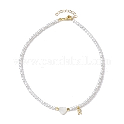 Brass Micro Pave Grade AAA Cubic Zirconia Letter Pendant Necklaces&nbsp;NJEW-JN04771-18