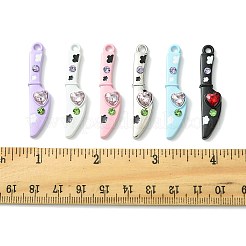 10個の合金ペンダント  ナイフ  ラインストーン付き  スプレー塗装  ミックスカラー  44x10x10mm  穴：3mm&nbsp;ALRI-FS0001-11A