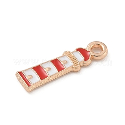 合金エナメルチャーム  ライトゴールド  カドミウムフリー＆鉛フリー  灯台の魅力  レッド  18x5x1.5mm  穴：1.8mm&nbsp;ENAM-A008-15KCG-03