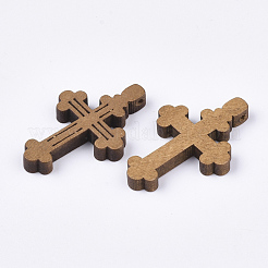 ウッドペンダント  染め  クロス  キャメル  33x21.5x4mm  穴：1.5mm&nbsp;WOOD-S050-33B