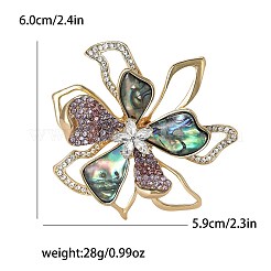合金ラインストーンのブローチ  花 衣類 アクセサリー 襟ピン 胸 花  カラフル  60x59mm&nbsp;PW-WG722E4-01