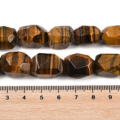 天然石タイガーアイビーズ連売り  オーバル  多面カット  シードビーズで  13~19x11~15.5x11~14mm  穴：0.8~1.2mm  約17~23個/連  15.35''~15.75''（39~40センチメートル）&nbsp;G-Z147-E05-01