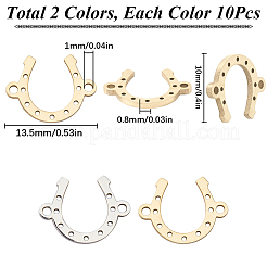 20個 2色ステンレススチールリンク/コネクター  馬の靴  ゴールデン·ステンレス鋼色  10x13.5x0.8mm  穴：1mm  10個/カラー&nbsp;STAS-SC0009-17
