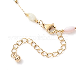 Dyed Rice Natural Shell & 304 Stainless Steel Link Chain Anklets&nbsp;AJEW-AN00727