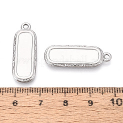 304ステンレススチールペンダントカボションセッティング  長方形  ステンレス鋼色  28x10x2mm  穴：1.8mm  トレイ：20.5x6mm&nbsp;STAS-N108-61P