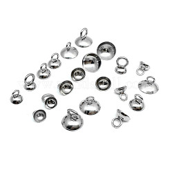 100個5スタイル304ステンレススチールビーズキャップペンダントベイル  グローブガラスバブルカバーペンダント用  ステンレス鋼色  20個/スタイル&nbsp;STAS-CJ0001-151