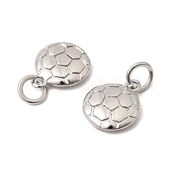 スポーツ用真鍮チャーム  プラチナ  サッカーのチャーム  11.5x9.5x2.5mm  丸カン：5x1ミリ  3mm内径&nbsp;KK-A289-04C-P