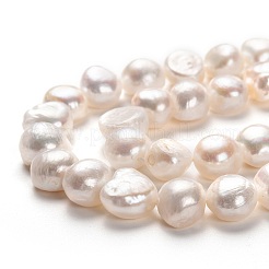 天然養殖淡水パールビーズ連売り  研磨両側  ホワイト  10~11x11~12mm  穴：0.8mm  約35個/連  14.57インチ（37cm）&nbsp;PEAR-L033-50-01