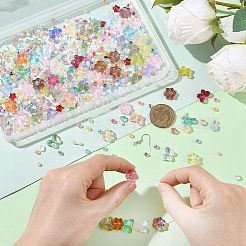 DIYブレスレット/イヤリングキット  ガラスビーズ入り  鉄製のピアスフックとクリスタル伸縮糸  ミックスカラー  4.5x3.5mm  穴：1.6mm  100個/セット  1セット&nbsp;DIY-YW0017-20