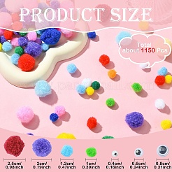 1150Pcs Pom Pom Yarn Pom Pom Balls and Wiggle Googly Eyes Cabochons&nbsp;DIY-YW0012-27