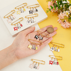 10Pcs 5 Color Baby Clothes & Milk Bottle & Pram Alloy Enamel Charm Safety Pin Brooches&nbsp;JEWB-AB00010